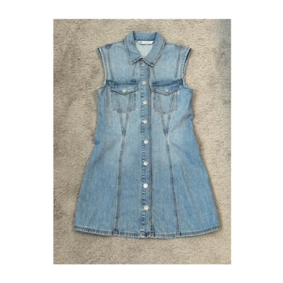 Zara Sleeveless Denim Dress - Picture 3 of 7